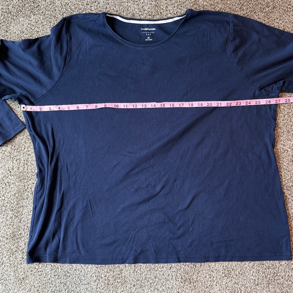 Croft & Barrow | Deep Blue Long Sleeve Tee Soft Scoop Neck - Picture 4 of 8